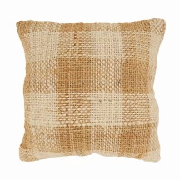 SARO Lifestyle 4555.N18SP 18 x 18 in. Woven Cotton Poly Filled Square Throw Pillow, Natural
