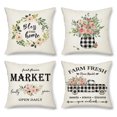 thumbnail image 1 of Juego de fundas de almohada de primavera de 4 fundas de almohada felices del mercado de flores decoración de primavera, 1 of 5