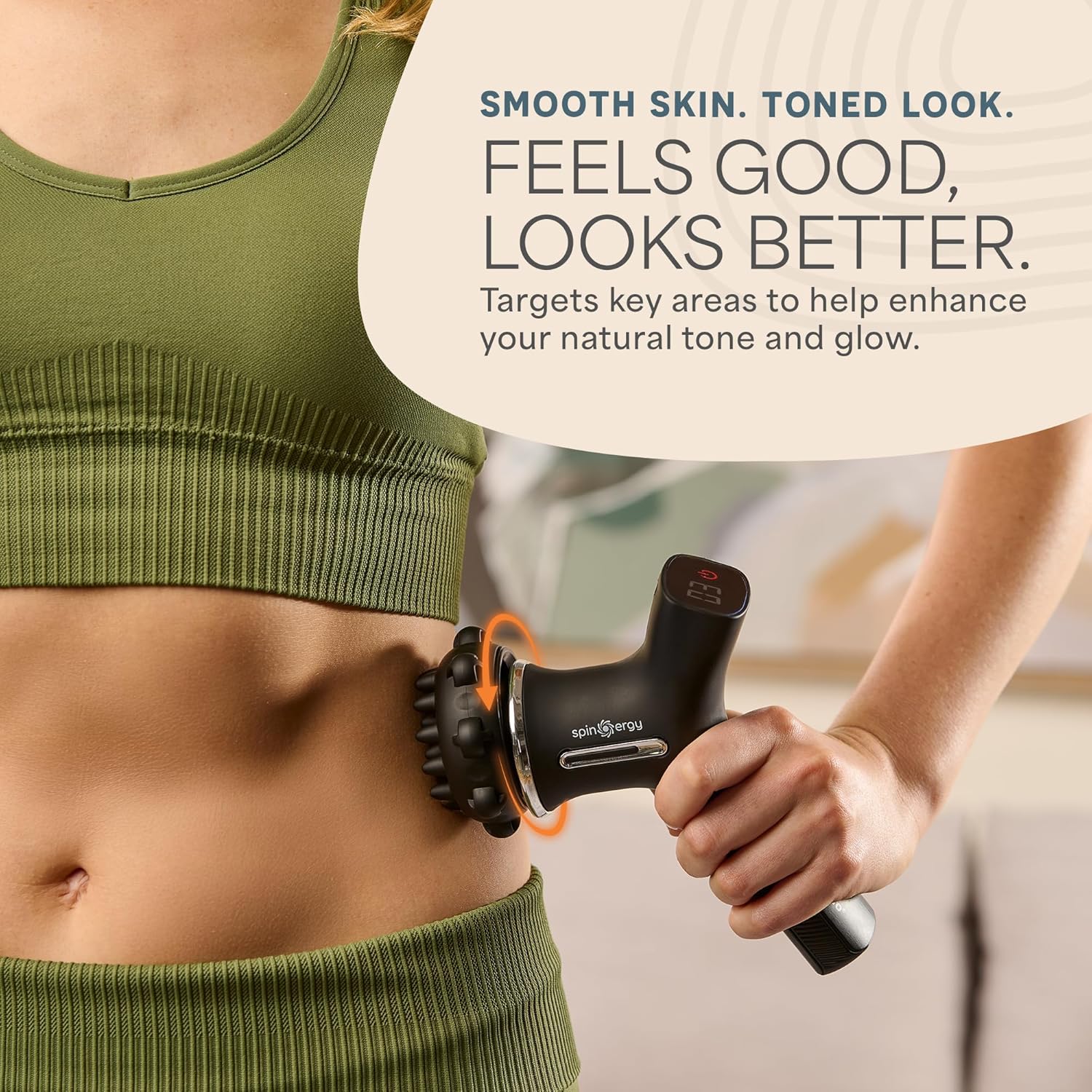 LifePro Spinergy Portable Massage Gun - Deep Tissue Rotary Massager Gun Handheld Massager for Sore Muscles with 6 Speeds, 4 Heads & Massage Oil - Black
