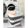 thumbnail image 5 of SAMMART Cesta plegable de plástico para la colada de 40 l (10,5 galones) con asas – Contenedor/organizador de almacenamiento plegable – Cesto para la colada portátil – Ahorro de espacio (1, blanco/gri, 5 of 5