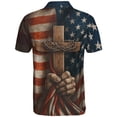 thumbnail image 3 of Lotusprinthandmade Independence Day America Flag Jesus Men Polo Shirt (Lightweight) S-5XL Multicolor (XL), 3 of 7