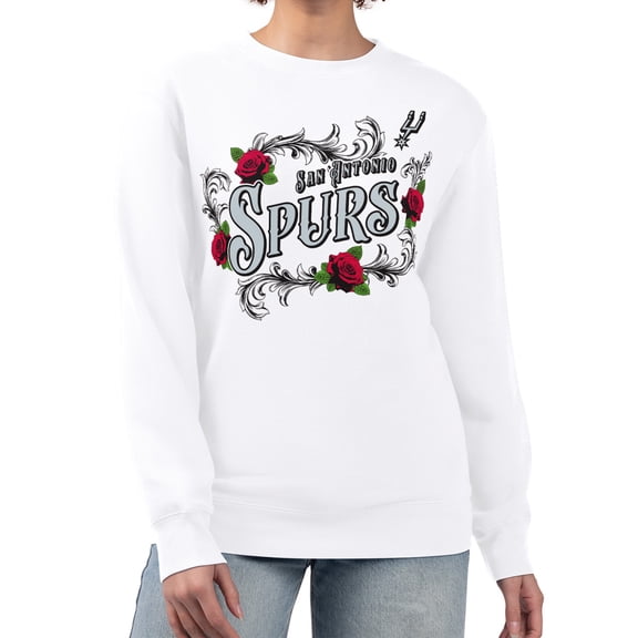 Women's G-III 4Her by Carl Banks White San Antonio Spurs Roses Fleece Tri-Blend Sweatshirt