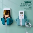 thumbnail image 2 of Wall Phone Holder, No-Drill Phone Stand with Charging Hole, Adhesive Phone Holder for Kitchen, Bathroom, Bedroom, Office, RV, Compatible with Most Cell Phones & Remote Controls, Green, 2 of 4