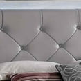 thumbnail image 3 of Textured Queen King Size Bed with Silver Trim Accents, Beige, 3 of 6