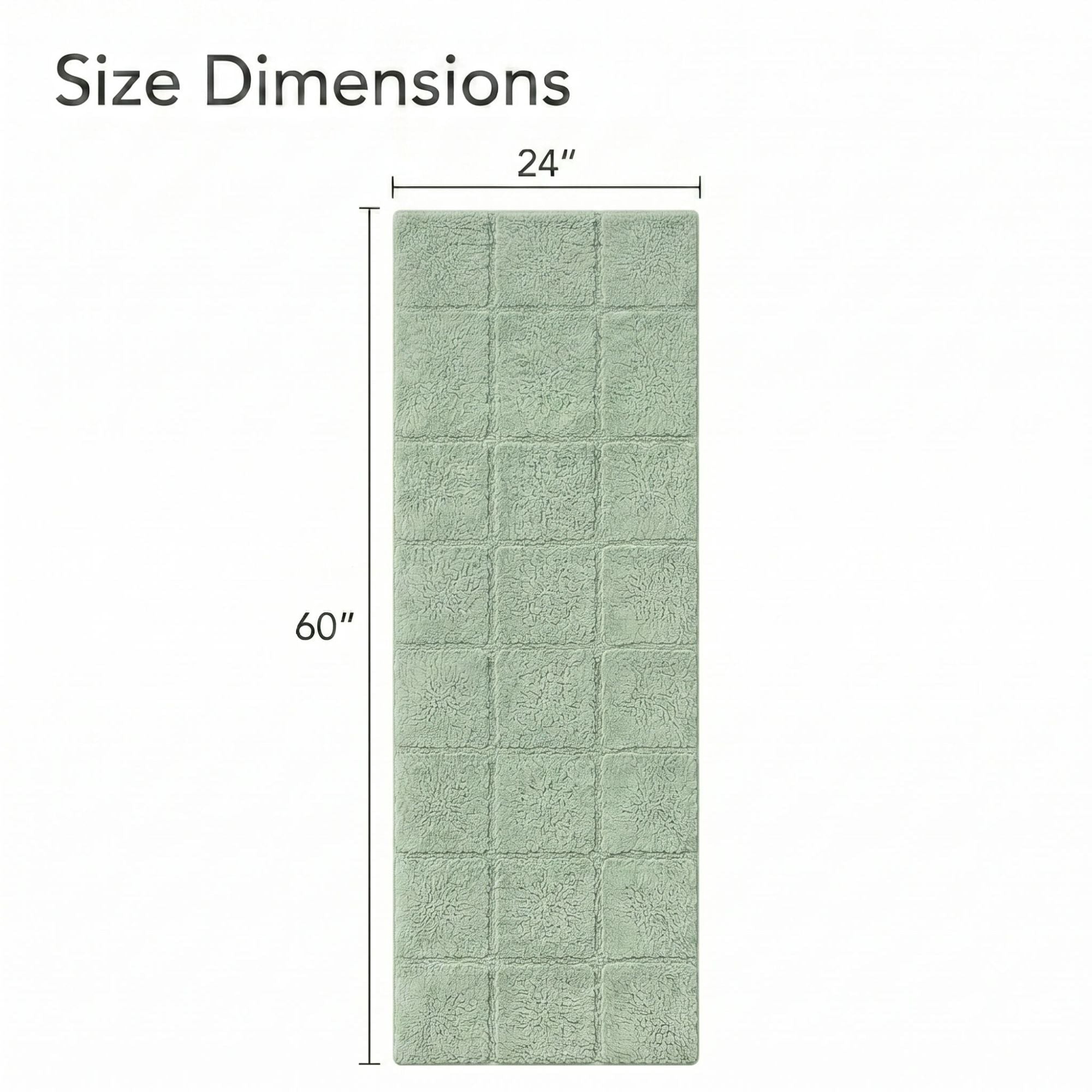 Superior Checkered Cotton Washable Non-Slip Bath Rug, Runner Size, Sage