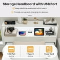 thumbnail image 6 of Gymax Twin Size Wooden Bed Frame w/ Charging Station & LED Light Storage Headboard White, 6 of 10
