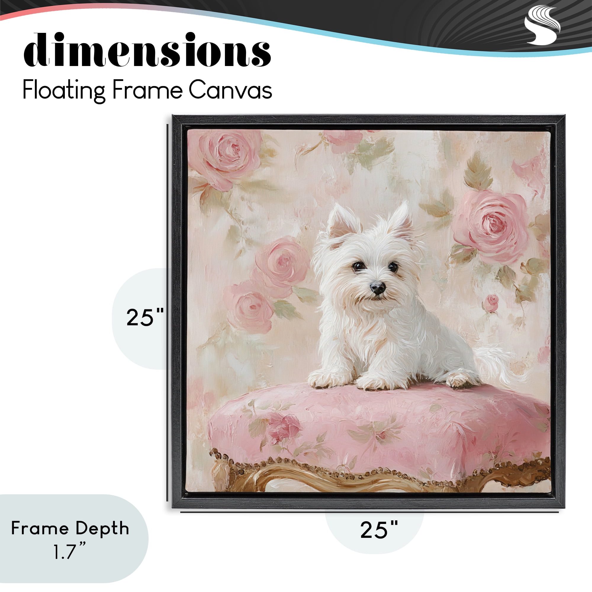 Stupell Industries Fancy Francesca Puppy Black Framed Floater Canvas Wall Art, design by Tina LeCour