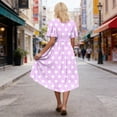 thumbnail image 4 of Uootdi Polka Dot Dresses for Women V Neck Tie Waist Short Sleeve Casual Flowy Midi Dresses Lightweight Elegant Gift, 4 of 7