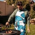 thumbnail image 4 of White Blue Butterfly Pattern Apron-Garden Aprons for Women with Pockets-Cotton Linen Waterproof Kitchen Cooking Gardening Aprons Adjustable for Kitchen,Cooking,BBQ and Salon 33x27 Inch, 4 of 7