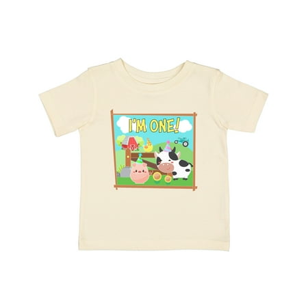 

Inktastic I m One! Farm Animals Wearing Birthday Party Hats Gift Baby Boy or Baby Girl T-Shirt