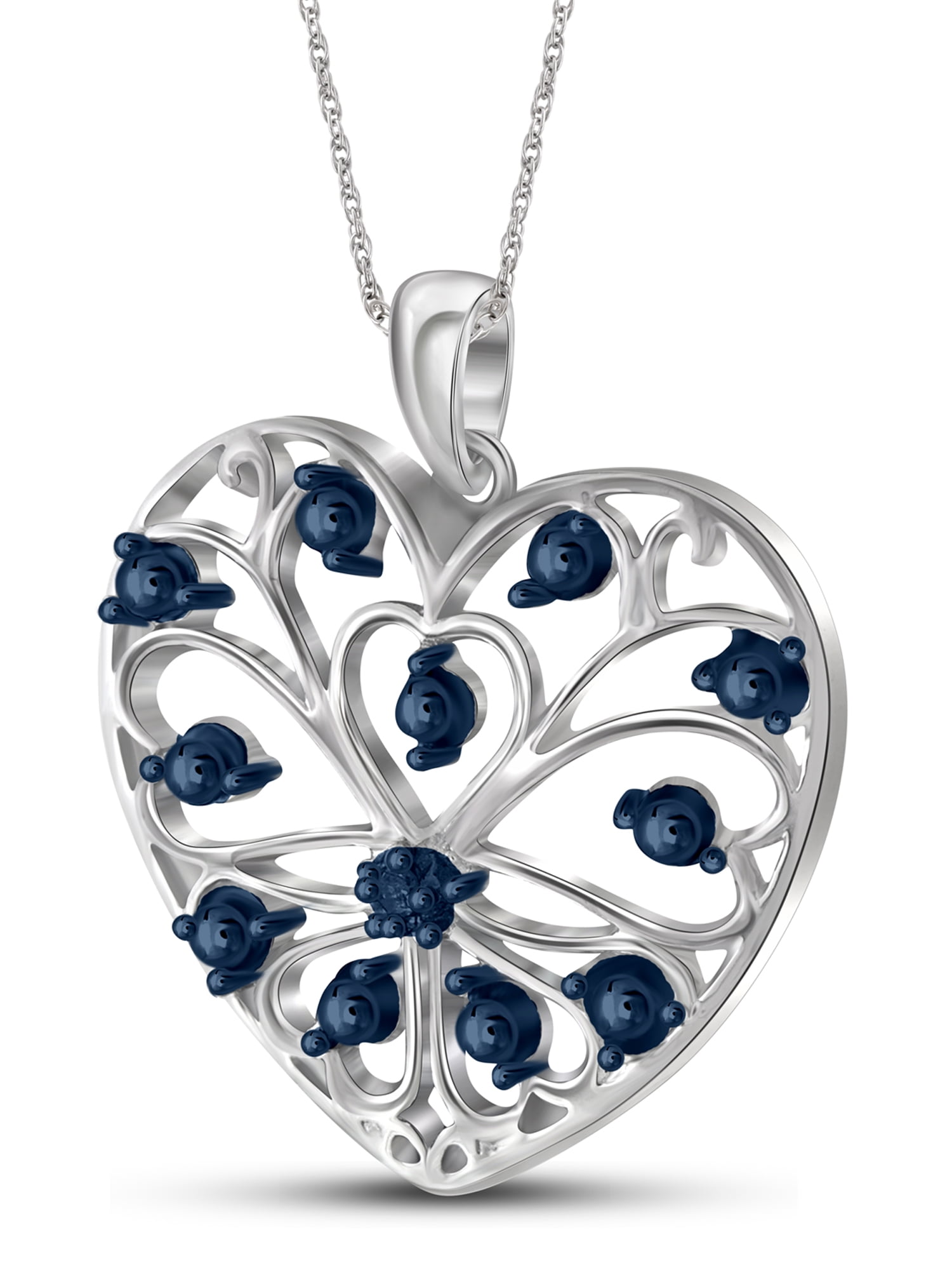 Blue Diamond Accent Sterling Silver Heart Pendant