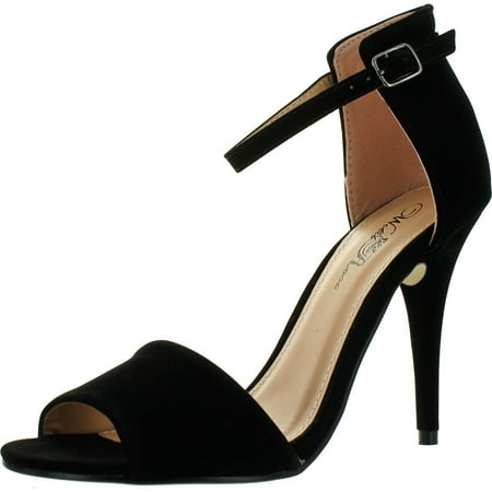 

Wild Rose Women s Reggie01 Peep Toe Pumps Sandals Black Velvet PU 10