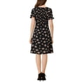 thumbnail image 3 of Allegra K Women's Floral Square Neck Midi Smocked A-Line Dress, 3 of 6