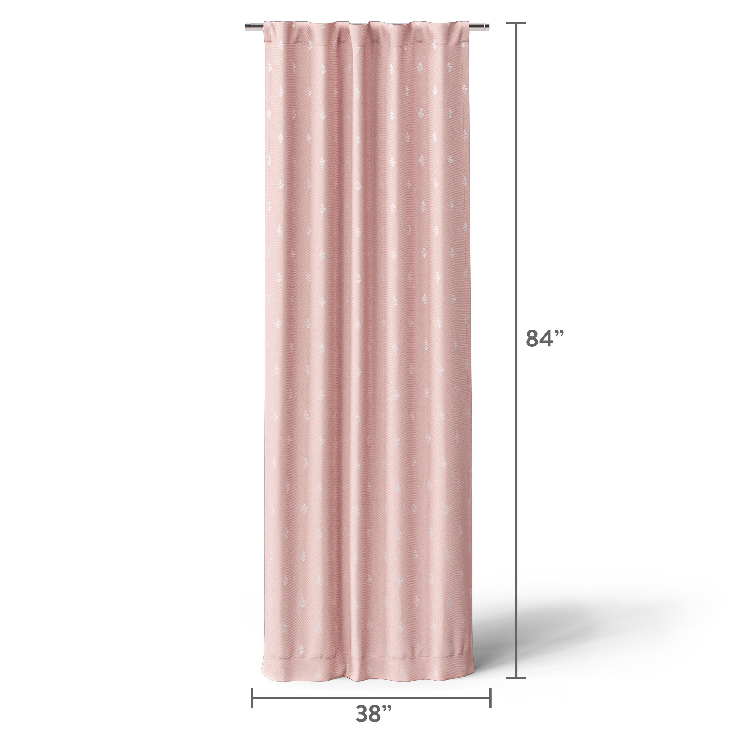 Mainstays Kids Soft Pink Metallic Puff Print Diamond Blackout Single Curtain Panel, Rod Pocket with Back Tabs, 38 in x 84 in
