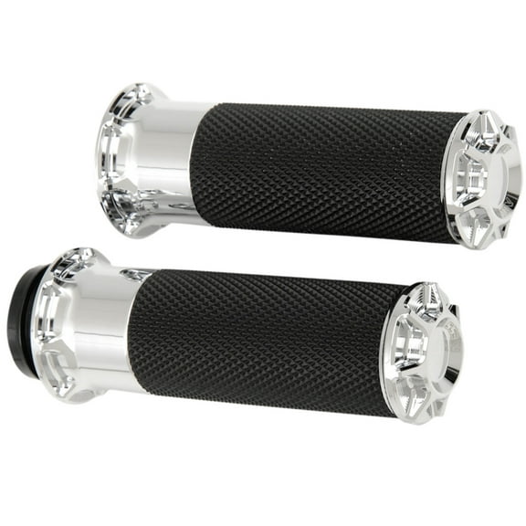Arlen Ness Bevelled Fly-by-Wire Chrome/Black Handlbar Grips (07-328)