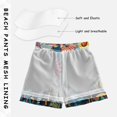 thumbnail image 3 of FORMRS Boys Swim Trunks Quick Dry Mesh Liner Boardshorts Sizes XS-XL, Orange Colorful Flowers, 3 of 7