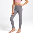 thumbnail image 5 of Duqingm Girls Leggings with Pockets Athletic High Waisted Kids Workout Active Dance Running Yoga Pants (Grey,13-14 Years), 5 of 6