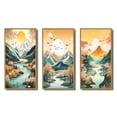 thumbnail image 2 of Designart "Snow-Clad Mountain Summits III" Japon Landscape Framed Wall Art Set Of 3 - Yellow Landscape Japon Frame Gallery Wall Set For Home Decor, 2 of 7