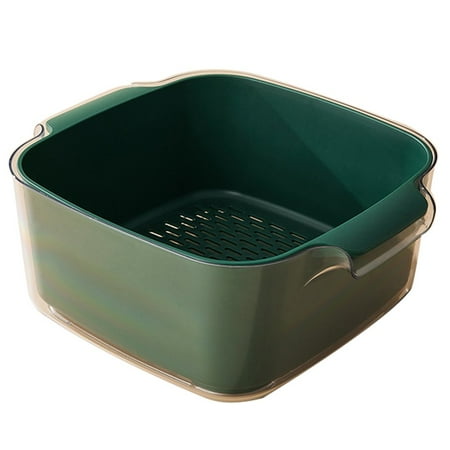 

HLONK Drain Basket Double Layered Strainer Basket Convenient Fruit Vegetable Washing Basket for Home Kitchen Light Green One Size