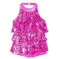 thumbnail image 4 of Kids Girls Halter Ballet Dance Shorty Unitard Dress Shiny Sequins Gymnastics Modern Jazz Latin Samba Rumba Dancing Costumes, 4 of 5