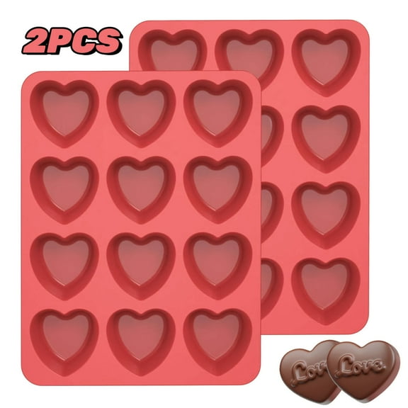 Valentines Heart Shaped Pan Silicone Heart Muffin Pan Nonstick Cupcake Molds for Baking Brownies Tartlets Egg Bites 2 Pack