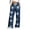 Black#2, variant on Women's Denim Print Drawstring Elastic Waist Wide Leg Pants, Polyester 32s French Terry Casual Loose Fit Trousers S-3XL