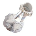 thumbnail image 1 of Girls Sandals Rhinestone Flat Bottom Light Mesh Summer Fashion Bow Performance Little Girl Shoes Silver 2.5-3 Years, 1 of 4