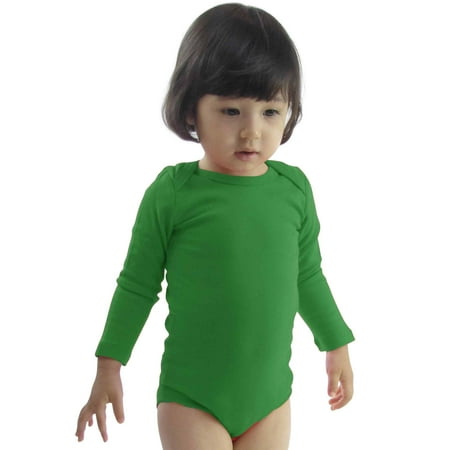 

COUVER Unisex Baby Infant Toddler Long Sleeve Lap Shoulder Solid color Bodysuit Onesie Green 12M