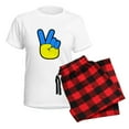 thumbnail image 5 of CafePress - Ukrainian Flag Peace Sign Ukraine Native H Pajamas - Women's Short Sleeve Print T-Shirt and Pants Light Cotton Pajama Set, 5 of 7