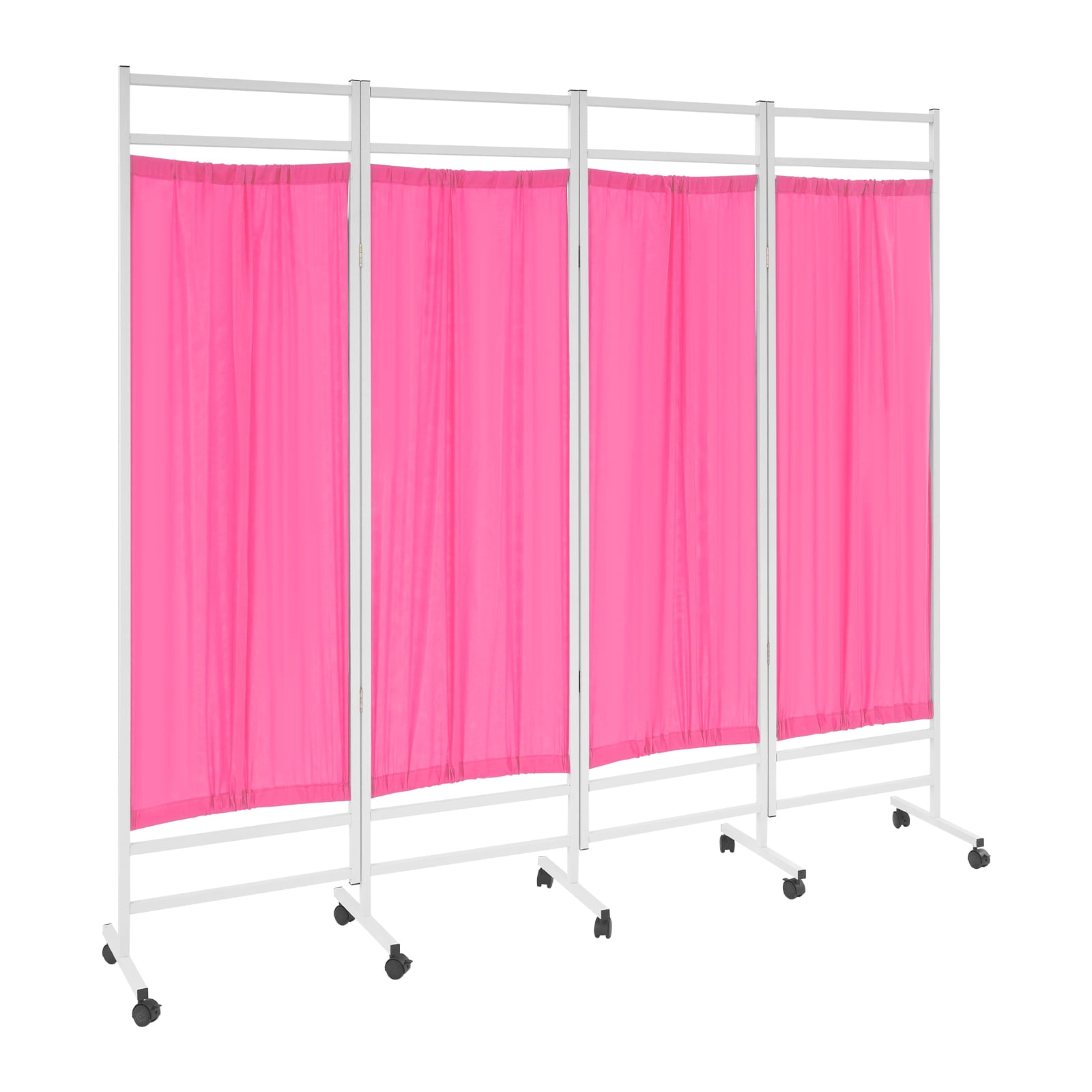 4-Panel Medical Room Divider, Medical Privacy Screen, Portable and Foldable Medical Room Divider Pink