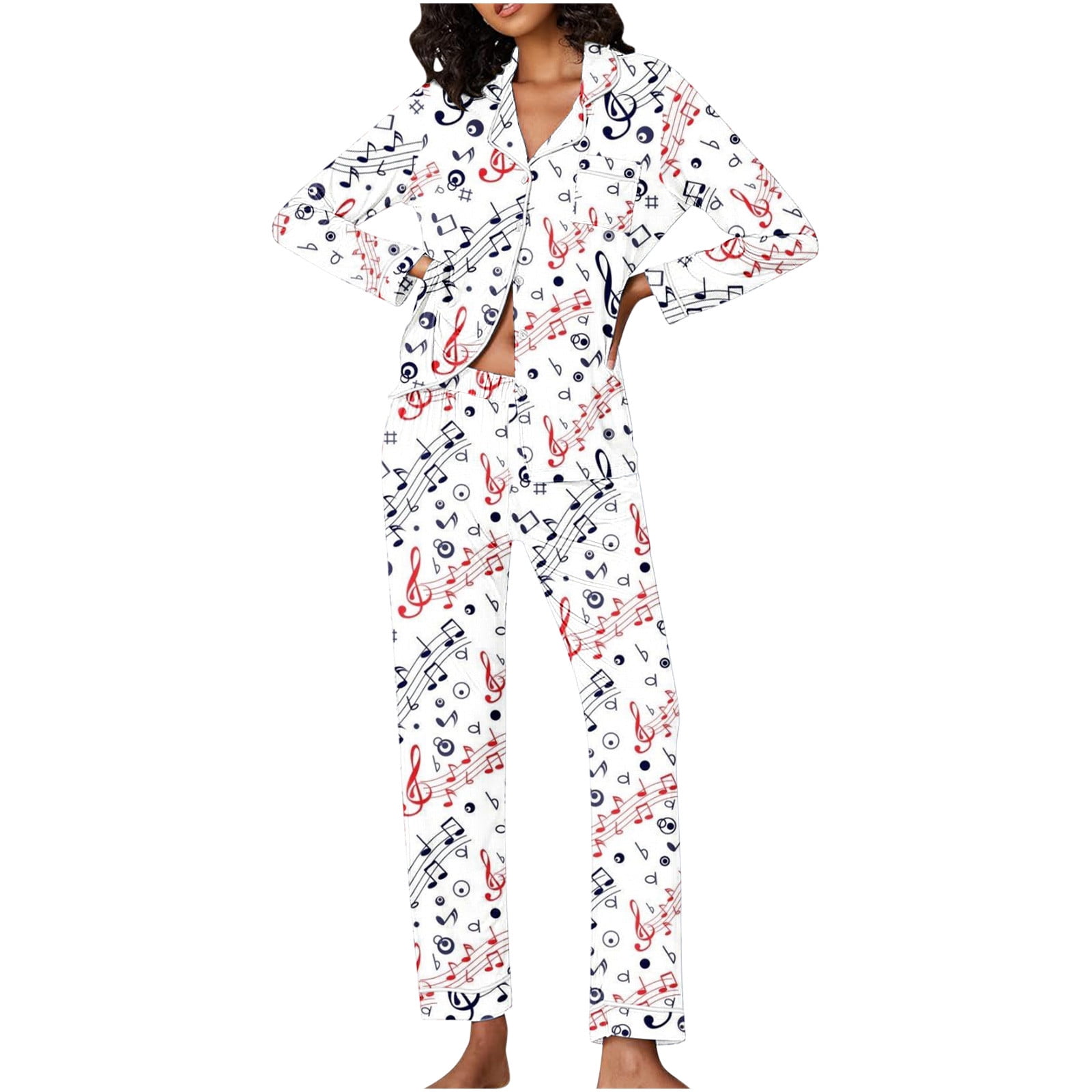 TopLLC Pajama Sets Lounge Sets for Women Women S Sleepwear Pajamas Women s Valentine s Day Pajama Gift Set Hearts Print Long Sleeve Sleepwear