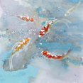 thumbnail image 3 of Poisson Koi Nageant dans l'Eau Bleue - Toile 24"x24 Pouces - Impression sur Demande, 3 of 5