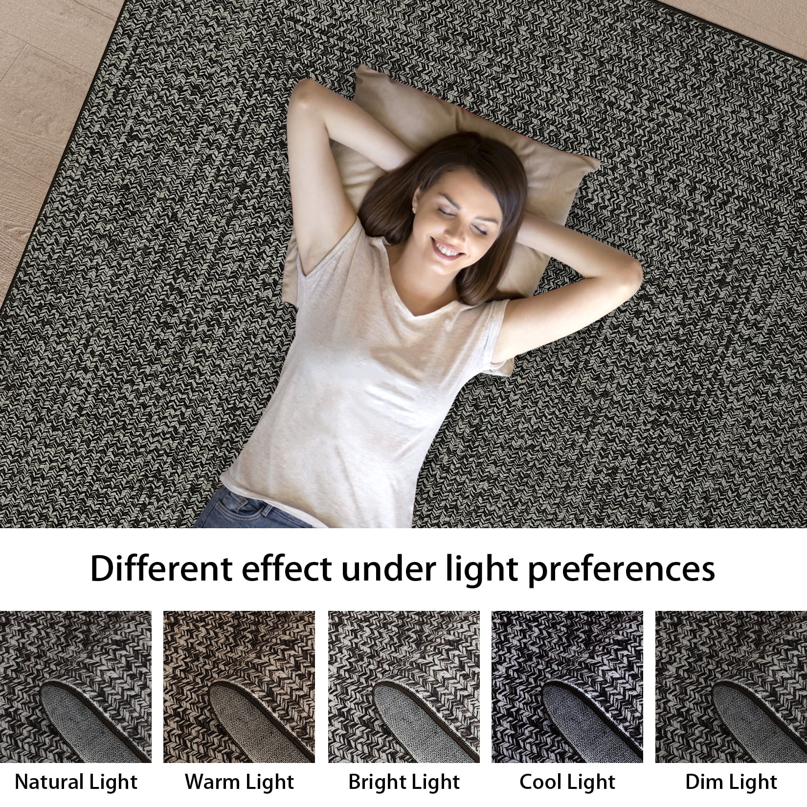 Garvee 2'x10' Runner Rugs Kitchen Entryway Braided Print Rugs, Machine Washable Non-Slip Low Pile Indoor Rugs for Hallway, Bedroom, Living Room, Gray Brown