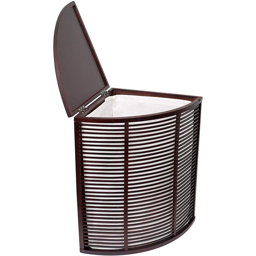 BirdRock Home Compact Corner Laundry Hamper with Lid and Removable