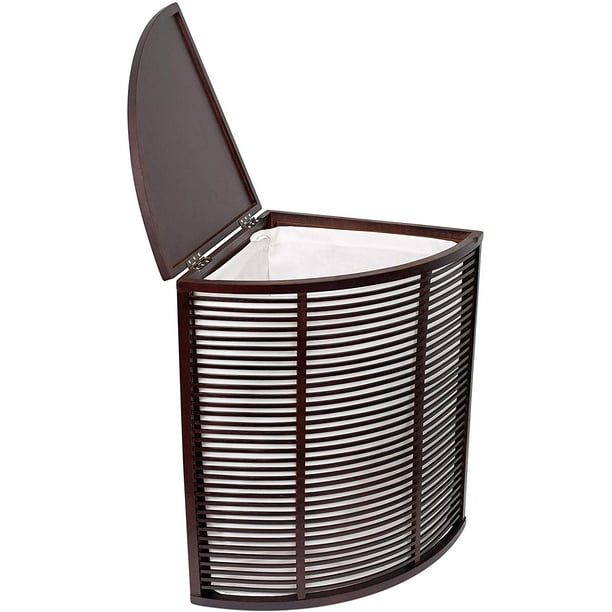 BirdRock Home Compact Corner Laundry Hamper with Lid Black Walmart