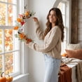 thumbnail image 7 of Fall Wreath for Front Door, Autumn Artificial Leaf Wreath with Metal Ring, Thanksgiving Harvest Hanging Ornament for Wall Home Fall Decor, 7 of 7