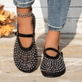 thumbnail image 6 of Samdudou Dress Shoes for Women Closed Toe Mary Jane Flats Edgy All Over Spiked Stud Embellishments Sheer Breathable Mesh Slip On Summer Evening Party Chic Footwear, 6 of 9