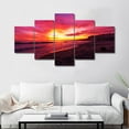 thumbnail image 1 of TISHIRON 5PCS Framed Canvas Wall Art Set,60"x32" Beach of Beautiful Sunset Canvas Art Decor, 1 of 7