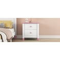 thumbnail image 3 of Cute Pine Nightstand with 2 Drawers and 4 Round Legs, End Table for Bedroom Small Space, Bedside Cabinet, Telephone Table, White & Pink, 3 of 8