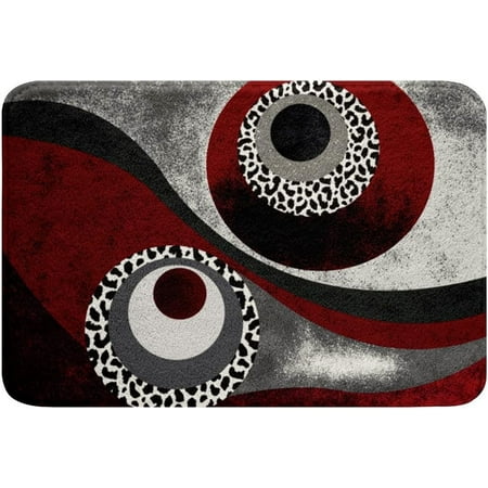 

Geometric Lines Bath Mats Abstract Circles Bathroom Mats Rugs Black White Leopard Rug Carpets Floor Mat Bathroom Decorationsches for Kitchen Bedroom Door Mat 24x16 Inch