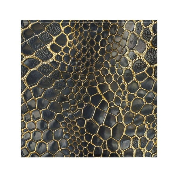 JSTEL Golden Snake Skin Print Cloth Napkins Set of 1, 20x20 Inch Washable and Reusable Napkin for Decoupage Dinner Party Everyday Use