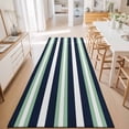 thumbnail image 3 of Hallway Runner Rug 2'x6', Green Navy Blue Striped Kitchen Runner Rugs Non-Slip Carpet Mats, Chic Abstract Lines Geometric Bedside Rugs Runners Washable Floor Carpet for Bathroom Laundry Room, 3 of 8