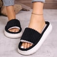 thumbnail image 4 of QINGFSAP Womens Open Toe Fuzzy Lined Indoor House Slippers Non Slip Foam Cushioned Slip On Slides, 4 of 9