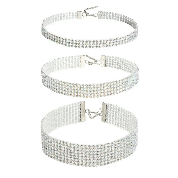3 Pcs Multi-Layer Full Diamond Necklace A Necklace Crystal Choker Silver Rhinestone Choker Crystal Necklace Chain Miss