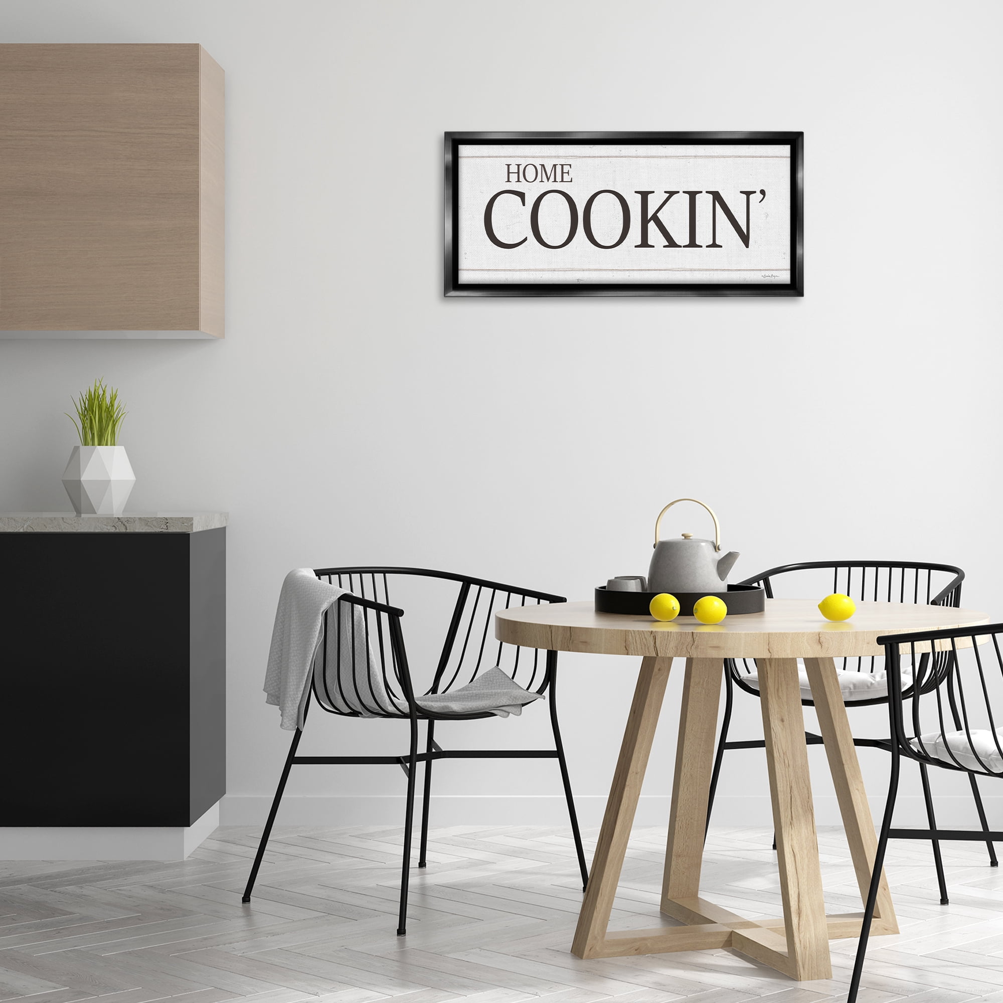 Stupell Industries Home Cookin' Phrase Food & Beverage Painting Black Floater Framed Art Print Wall Art, 31 x 14