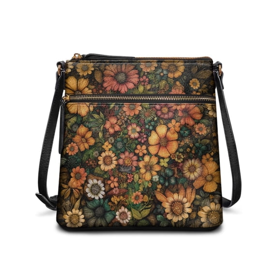 Tutolipy Floral Garden Art Fashion Women's Crossbody Purse for Travel Daily, Waterproof Water-Resistant Crossbody Bag Smooth Zipper Shoulder Bag
