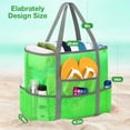 thumbnail image 7 of Livhil Mesh Beach Bag Rope Handles, Mesh Tote Bag for Women Contains Wicker Oversized Beach Tote Bag with 9 Small Pockets  (Green), 7 of 7