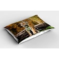 thumbnail image 2 of Ambesonne Animal Pillow Sham 2 Pack, Tiger in Forest, 30"x20", Orange and Brown, 2 of 3