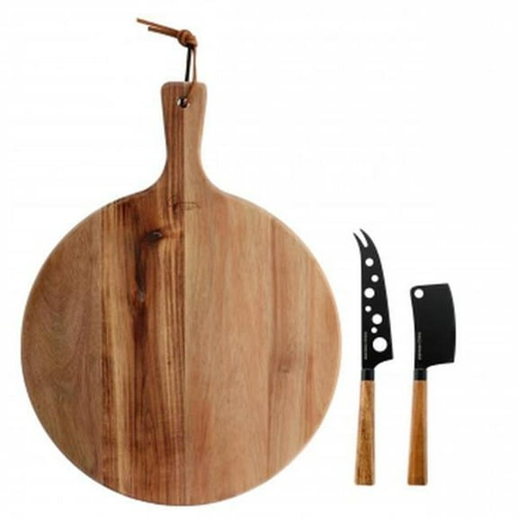 Gibson Elite 137744.03 Acacia Wood Charcuterie Serving Board & Cheese Knife Set, Brown - 3 Piece
