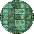 thumbnail image 1 of Ahgly Company Indoor Round Abstract Turquoise Blue Modern Area Rugs, 6' Round, 1 of 4